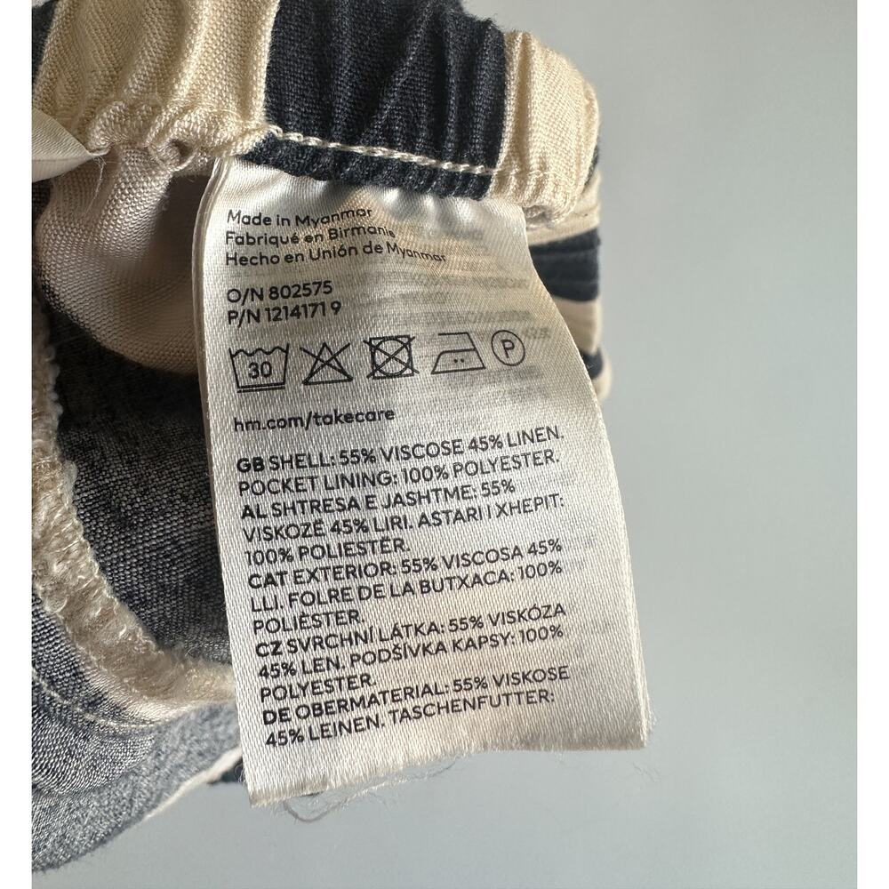 H&M Linen Blend Striped Shorts S Coastal Resort Old Money Euro Summer Minimalist - Picture 4 of 5